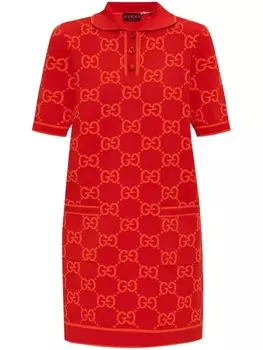 Gucci платье из хлопка с жаккардом GG, черный