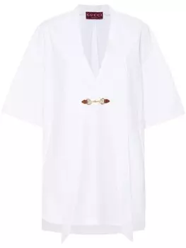 Gucci платье мини с пряжкой Horsebit, белый