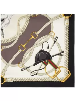 Gucci платок с принтом Equestrian, нейтральный цвет