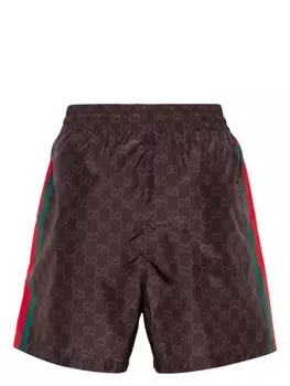 Gucci плавки-шорты с принтом GG Supreme, коричневый