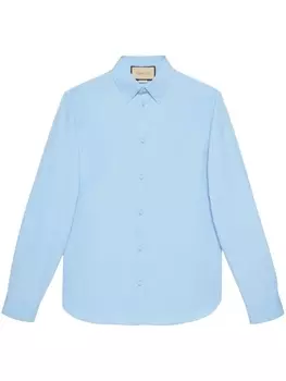 Gucci поплиновая рубашка с длинными рукавами, синий