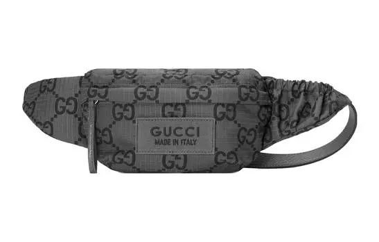 GUCCI Поясная сумка большого размера из переработанного полиэстера, мужская, серо-черного цвета