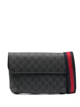 Gucci поясная сумка с узором GG Supreme, черный