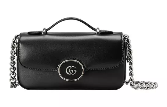 GUCCI Портативная кожаная сумка через плечо, мини, женская, черная