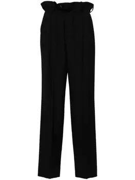 Gucci прямые брюки из шерсти с присборенной талией, черный
