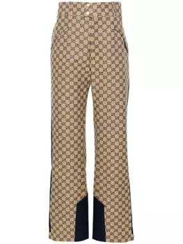 Gucci прямые брюки с логотипом GG, нейтральный цвет