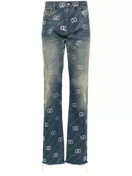 Gucci прямые джинсы с логотипом Interlocking G, синий