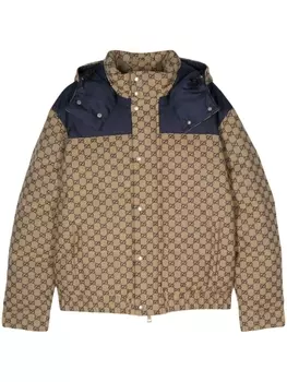 Gucci пуховик из канваса с логотипом GG, нейтральный цвет