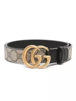 Gucci ремень GG Marmont с узором GG Supreme, нейтральный цвет
