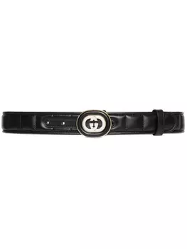 Gucci ремень с пряжкой Interlocking G, черный