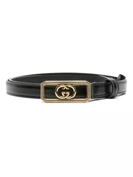 Gucci ремень с пряжкой Interlocking G, черный
