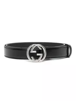 Gucci ремень с пряжкой Interlocking G, черный