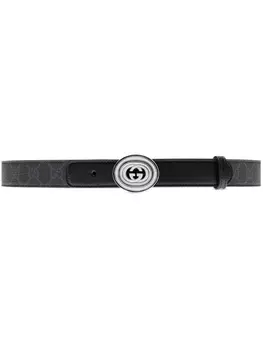 Gucci ремень с пряжкой Interlocking G, черный