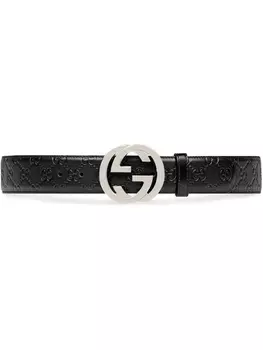 Gucci ремень с пряжкой-логотипом, черный