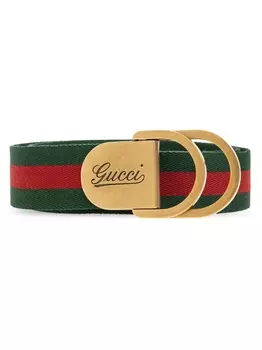 Gucci ремень с пряжкой в виде веб-логотипа, зеленый