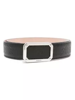 Gucci ремень с тисненым логотипом GG, черный