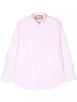Gucci рубашка оксфорд с декором Double G, розовый