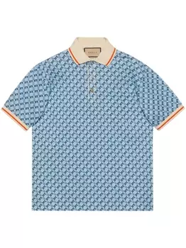 Gucci рубашка поло с логотипом, синий