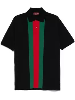 Gucci рубашка-поло с полосками Web, черный