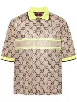 Gucci рубашка поло с узором GG Supreme, коричневый
