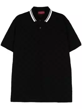 Gucci рубашка поло с вышивкой GG Supreme, черный