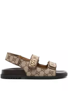 Gucci сандалии с логотипом Double G, коричневый