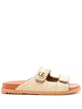 Gucci сандалии с логотипом Double G, нейтральный цвет