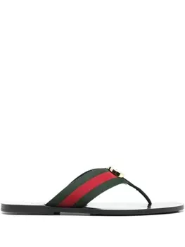 Gucci сандалии в полоску с логотипом, черный