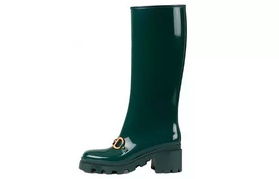 Сапоги женские Gucci до колена, зеленый