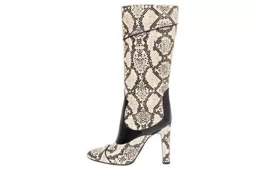 Сапоги женские Gucci Snakeskin-print, белый / черный