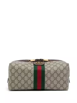 Gucci Savoy Web-stripe wash bag, коричневый