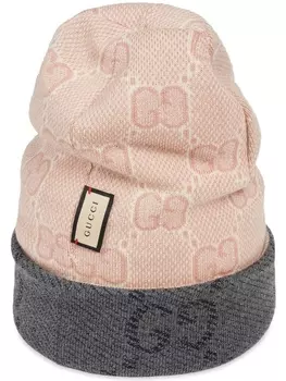 Gucci шапка бини с логотипом GG, серый