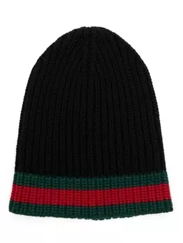 Gucci шапка бини с отделкой Web, черный