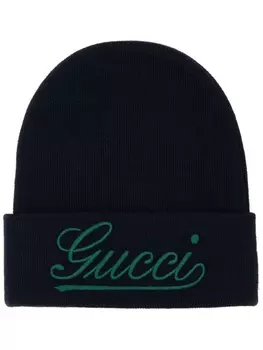 Gucci шапка с вышитым логотипом, синий