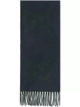 Gucci шарф с бахромой и узором GG, синий