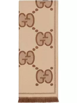 Gucci шарф с узором GG, коричневый