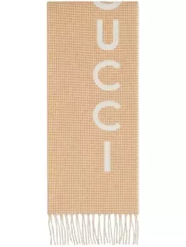 Gucci шарф с жаккардовым логотипом, нейтральный цвет