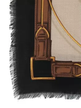 Gucci шарф SL Circle Belts с бахромой, нейтральный цвет