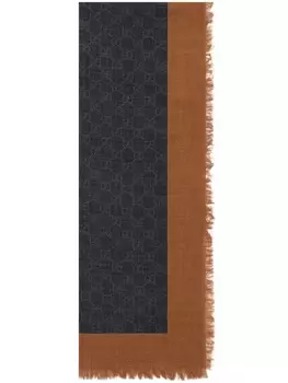 Gucci шарф Web Stripe с бахромой, черный