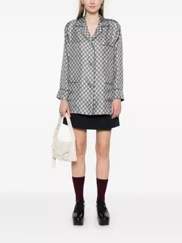 Gucci шелковая рубашка с принтом GG, синий