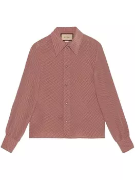 Gucci шелковая рубашка с принтом Micro G, розовый