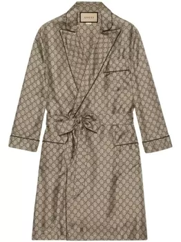 Gucci шелковая рубашка с узором GG Supreme, нейтральный цвет