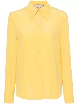 Gucci шелковая рубашка с заостренным воротником, желтый
