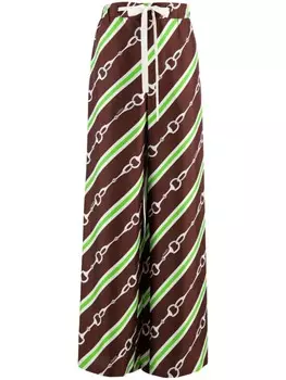Gucci шелковые брюки с принтом, коричневый