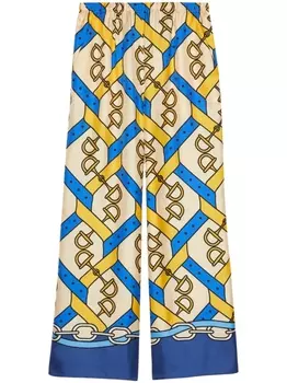 Gucci шелковые брюки с принтом, желтый