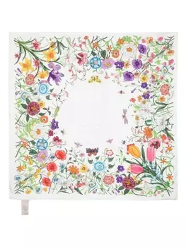 Gucci шелковый платок с принтом Flora, белый