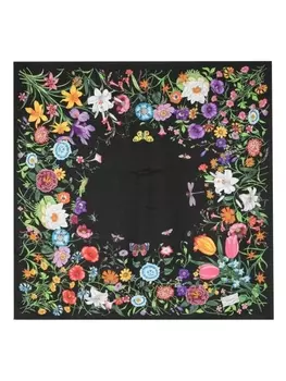 Gucci шелковый платок с принтом Flora, черный
