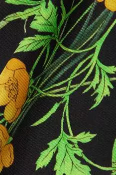 GUCCI шелковый шарф Petit Fly Flora с цветочным принтом, черный