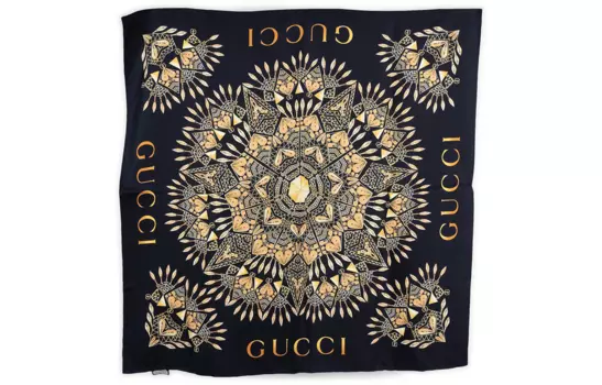 GUCCI Шелковый шарф унисекс черный