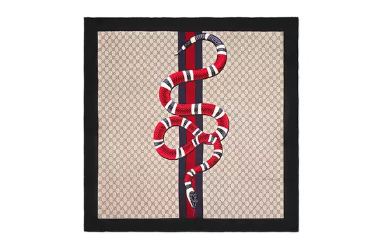 GUCCI Шелковый шарф унисекс черный красный